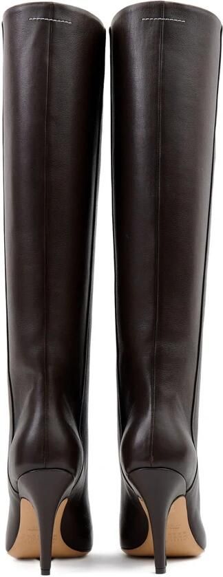MM6 Maison Margiela Donkerbruine Stiletto Kniehoge Laarzen