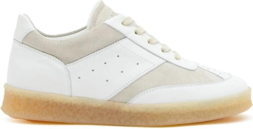 MM6 Maison Margiela Leren Low-Top Sneakers met Suède Inzetstukken