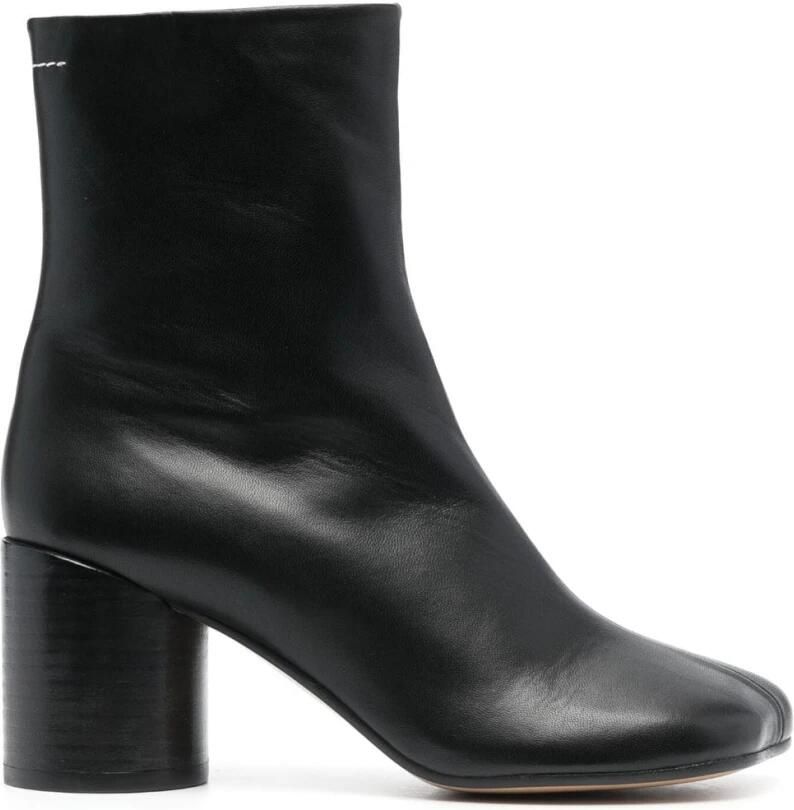 MM6 Maison Margiela Boots Anatomical Black Nappa Leather Ankle Boots in zwart