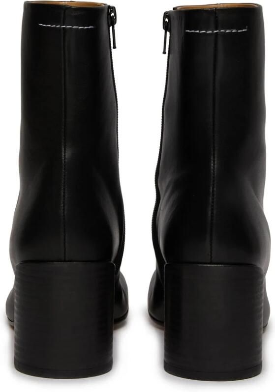MM6 Maison Margiela Zwarte Leren Hoge Blokhak Schoenen - Foto 4