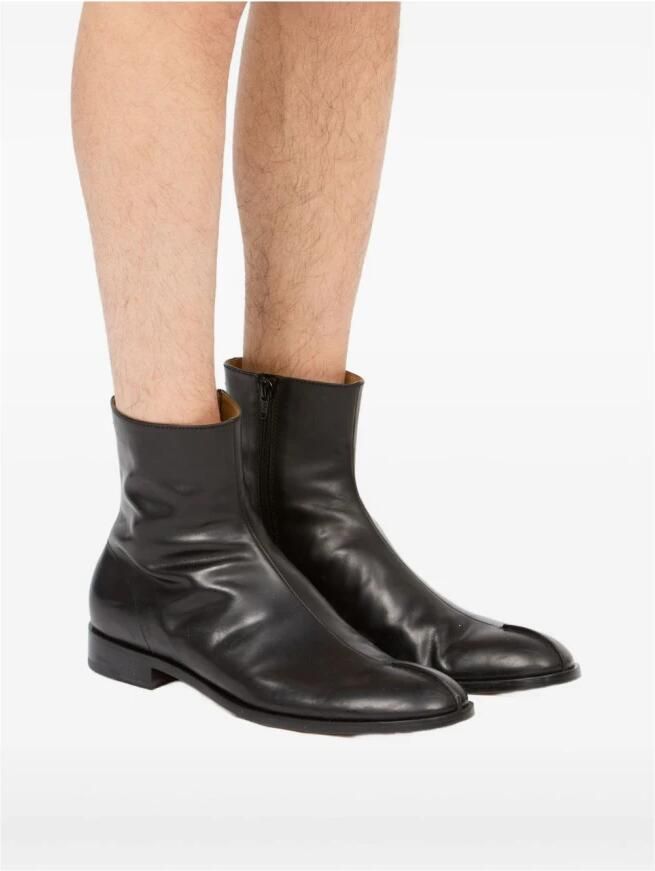 MM6 Maison Margiela Zwarte ritslaarzen gladde lage hak