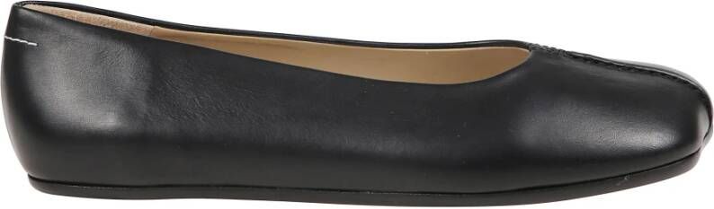 MM6 Maison Margiela Zwarte Leren Moc Stitching Ballerina`s