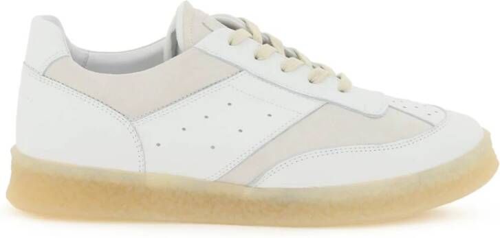 MM6 Maison Margiela Replica Leren Sneakers met Contrasterende Suède Inzetstukken White Dames