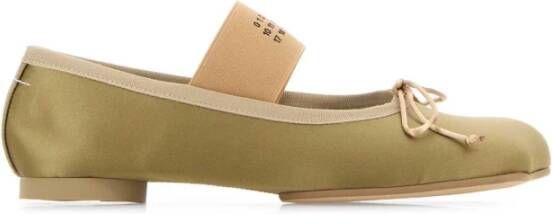 MM6 Maison Margiela Iconische Geborduurde Ballerina's met Leren Blokhak Beige Dames