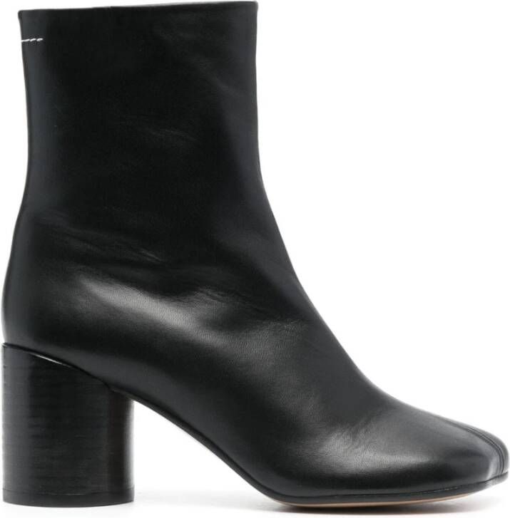 MM6 Maison Margiela Stijlvolle Leren Enkellaarzen Zwart Dames
