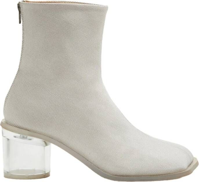 MM6 Maison Margiela Transparante-Hak Leren Enkellaarzen Beige Dames