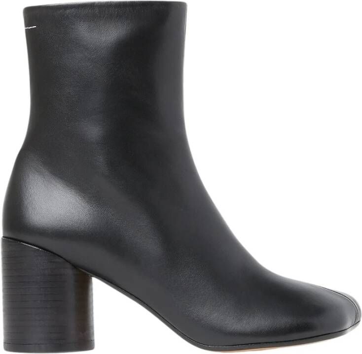 MM6 Maison Margiela Boots Anatomical Black Nappa Leather Ankle Boots in zwart