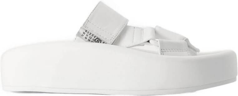 MM6 Maison Margiela Witte leren amandel open-teen sandalen Beige Dames