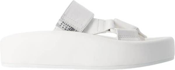 MM6 Maison Margiela Witte Leren Amandel Open-Toe Sandalen Beige Dames