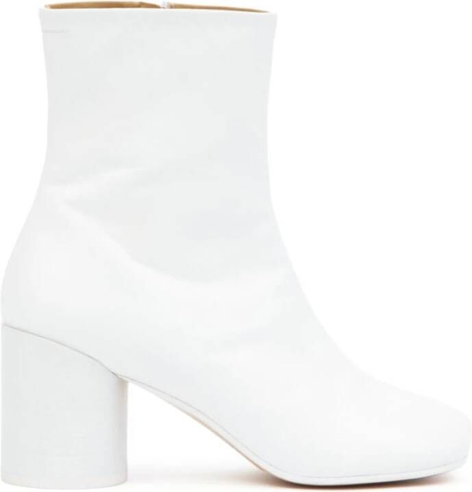 MM6 Maison Margiela Witte Leren Blokhak Laarzen