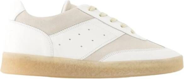 MM6 Maison Margiela Grained Calfskin Court Sneakers Wit Dames