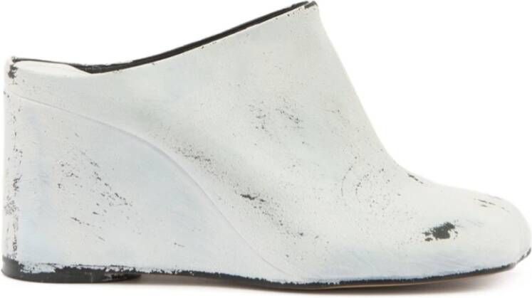 MM6 Maison Margiela Witte leren sleehak sandalen