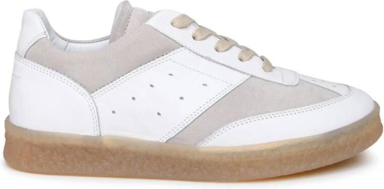 MM6 Maison Margiela Witte leren sneakers met allover gaten White Heren