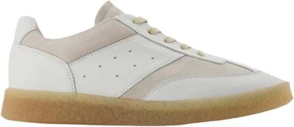 MM6 Maison Margiela Witte Leren Sneakers met Beige Patches Wit Heren