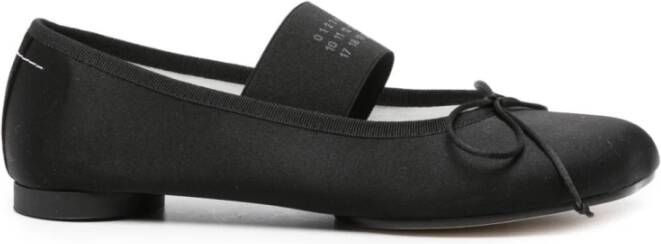 MM6 Maison Margiela Zwarte Satijnen Balletschoenen Ronde neus Strik Black Dames