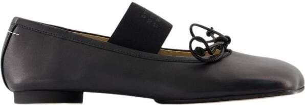 MM6 Maison Margiela Zwarte Leren Ballerina Ronde Neus Instapper Black Dames