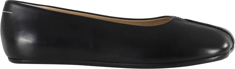 MM6 Maison Margiela Zwarte leren balletschoenen plat ontwerp