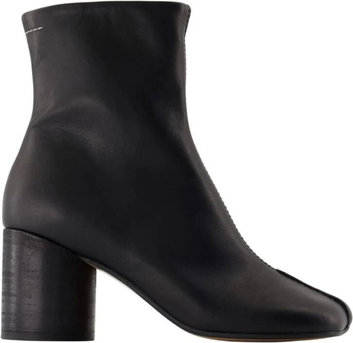 MM6 Maison Margiela Zwarte leren enkellaarzen met 7 cm hak