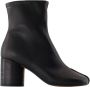 MM6 Maison Margiela Zwarte leren enkellaarzen met 7 cm hak - Thumbnail 1