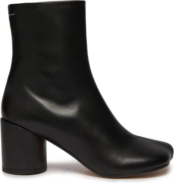 MM6 Maison Margiela Zwarte Leren Hoge Blokhak Schoenen