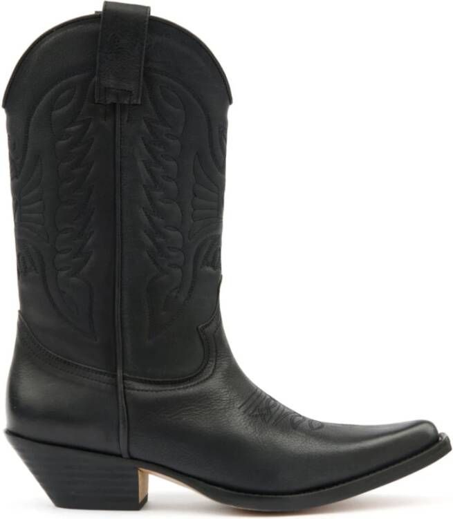 MM6 Maison Margiela Zwarte leren laarzen met puntige neus