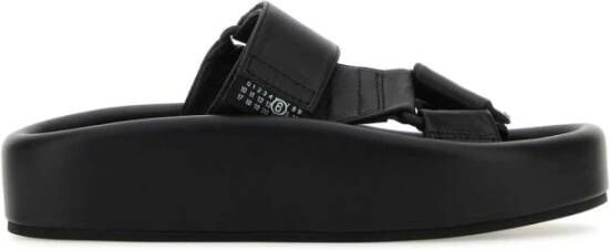MM6 Maison Margiela Zwarte leren platform slippers
