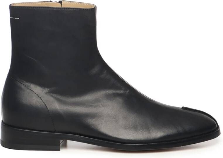 MM6 Maison Margiela Zwarte Leren Ritslaarzen