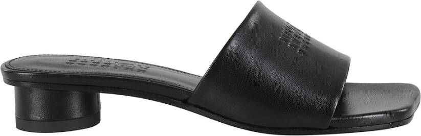 MM6 Maison Margiela Zwarte leren sandaal met logoband
