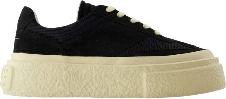 MM6 Maison Margiela Zwarte leren sneakers met bovenveters
