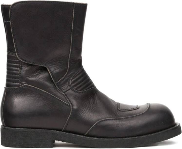 MM6 Maison Margiela Zwarte ronde neus enkellaarsjes