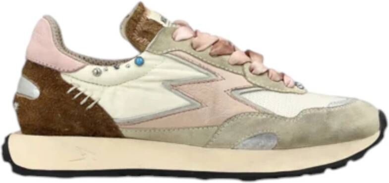 MOA Master OF Arts Bruine Sneakers met Roze Hielstuk