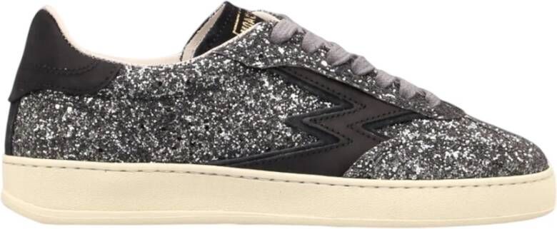 MOA Master OF Arts Glitter Gunmetal Sneakers met Zwarte Leren Details