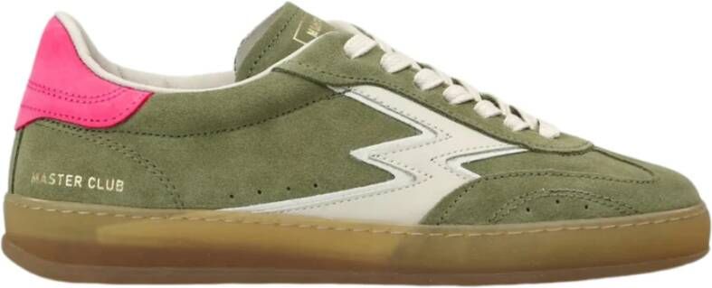 MOA Master OF Arts Salie Groene Suède Sneakers met Roze Nubuck