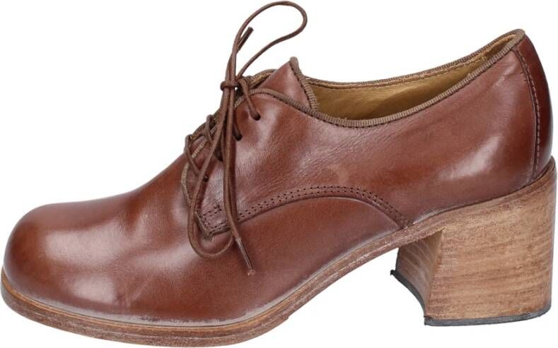 Moma Elegante Vintage Lederen Pumps Brown Dames