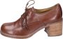 Moma Elegante Vintage Lederen Pumps Brown Dames - Thumbnail 1
