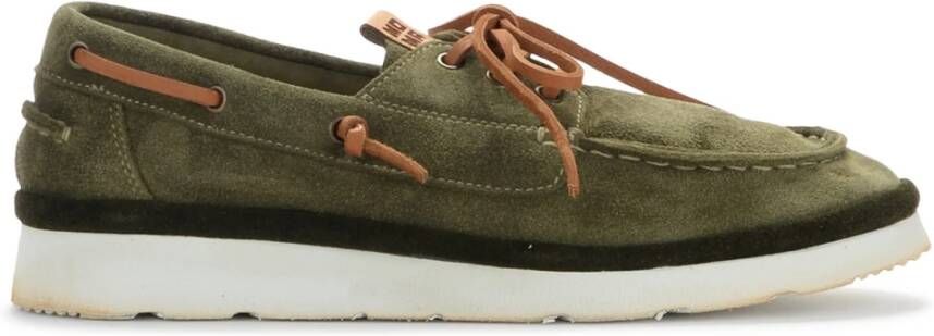 Moma Groene Suede Yacht Mocassin Green Heren