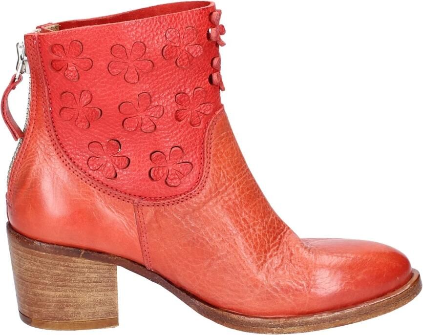 Moma Vintage Lederen Enkellaarsjes Red Dames