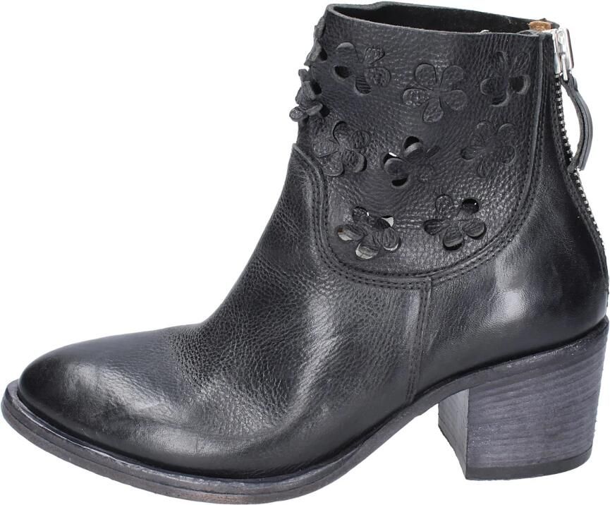 Moma Vintage Leren Enkellaarzen voor Vrouwen Black Dames