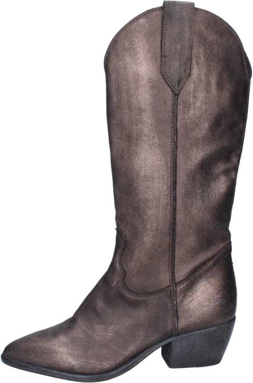 Moma Vintage leren dameslaarzen Gray Dames