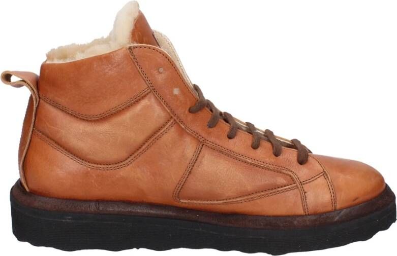 Moma Vintage Leren Enkellaarzen voor Mannen Brown Heren
