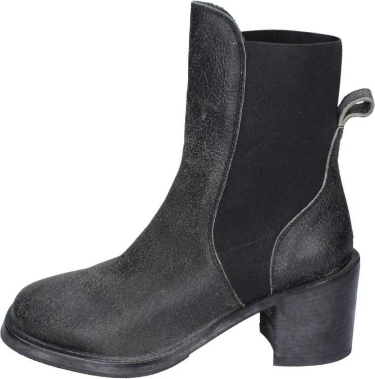 Moma Vintage leren enkellaarsjes Black Dames