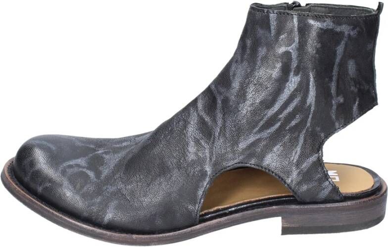 Moma Vintage leren enkellaarsjes Black Dames