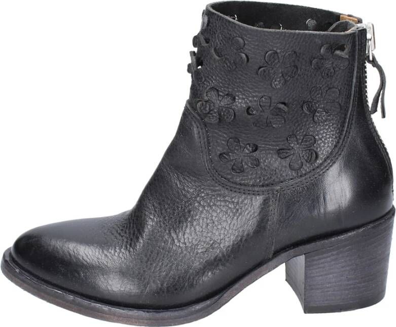 Moma Vintage Lederen Enkellaarsjes Black Dames
