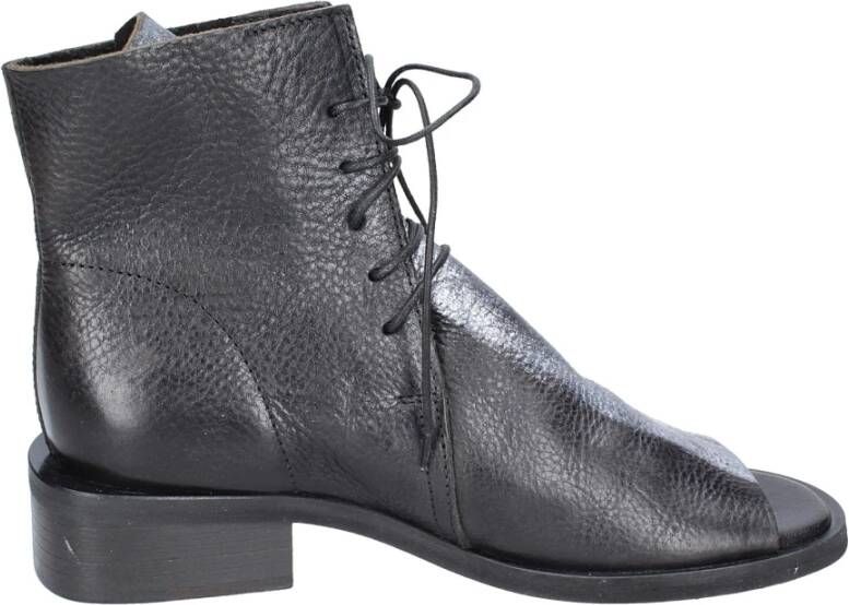 Moma Vintage Lederen Enkellaarsjes Black Dames