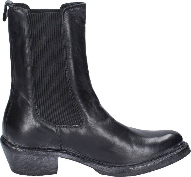 Moma Vintage Leren Enkellaarzen voor Vrouwen Black Dames