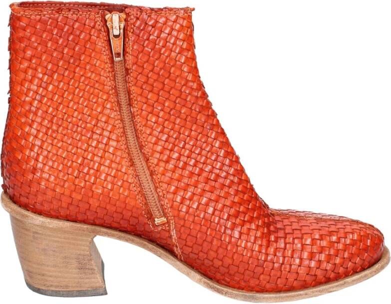 Moma Vintage leren enkellaarsjes Brown Dames