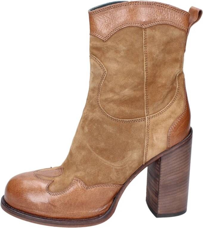 Moma Vintage Leren Enkellaarzen voor Vrouwen Brown Dames