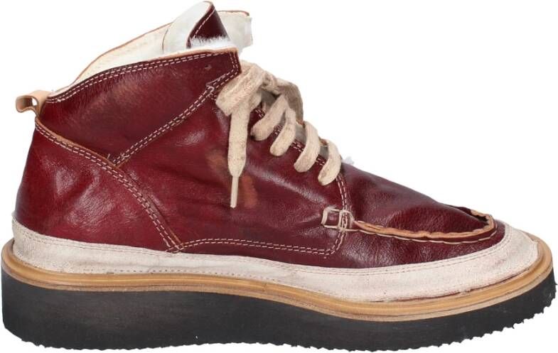 Moma Vintage Leren Enkellaarzen voor Vrouwen Red Dames