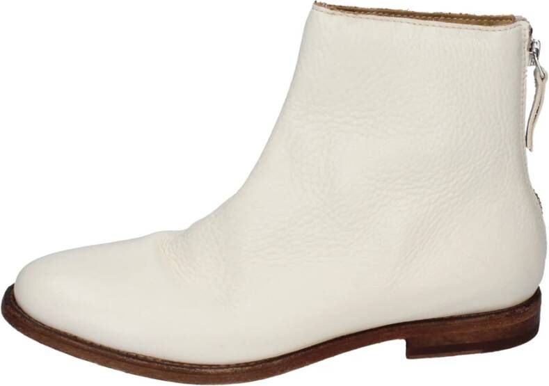 Moma Vintage lederen enkellaarsjes White Dames