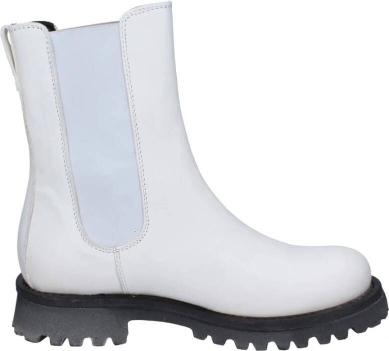 Moma Vintage leren enkellaarsjes White Dames